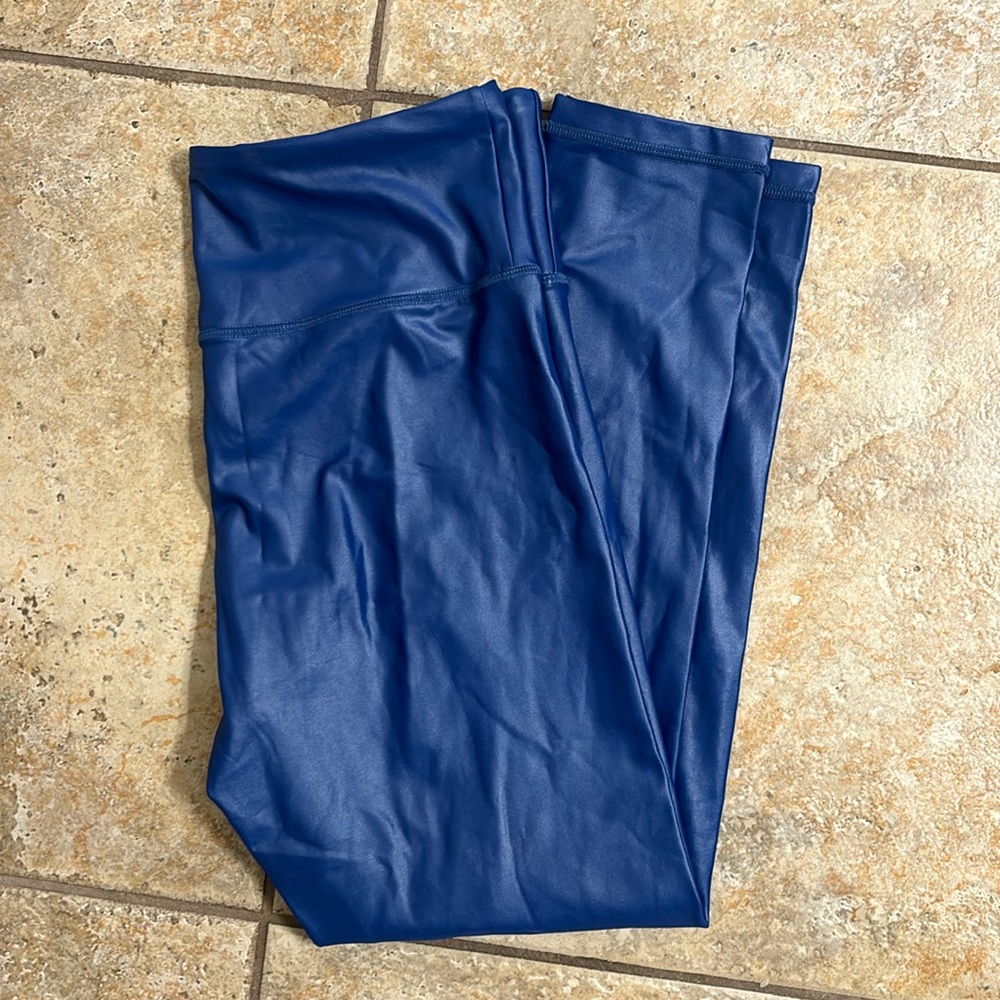 Zyia Blue Pleather Style Workout Leggings